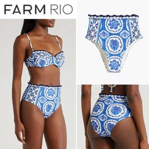 FARM Rio Tile Dream Bikini Bottoms in Blue sz XL 130$